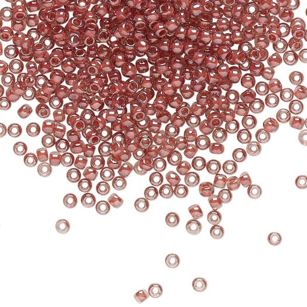 Seed bead, TOHO BEADS®, glass, pkg/250g, #11 round, translucent luster mauve-lined rose (TR-11-291). image number 0