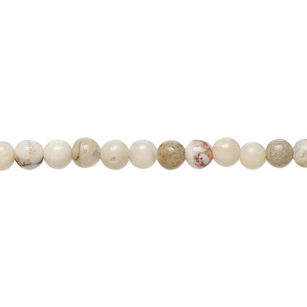 Bead, dendritic opal (natural), 4mm hand-cut round, B grade, Mohs hardness 5-1/2 to 6. Sold per 15-1/2" to 16" strand. image number 0