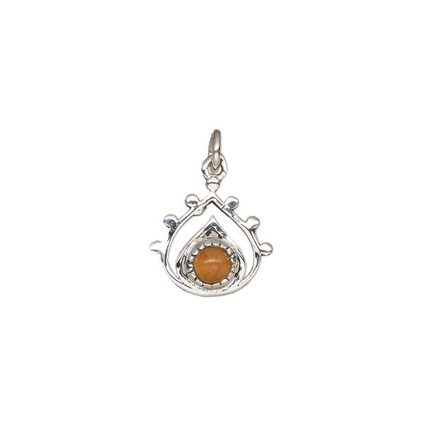 Drop, antiqued sterling silver and carnelian (dyed/heated), 13x12.5mm single-sided open teardrop. Sold individually. image number 0