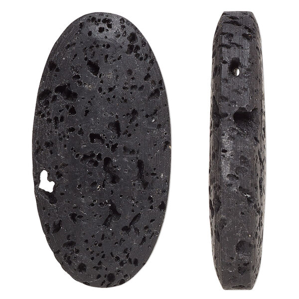 Lava rock 1pkg2, top-drilled oval focal 39.5x19.5mm image number 0