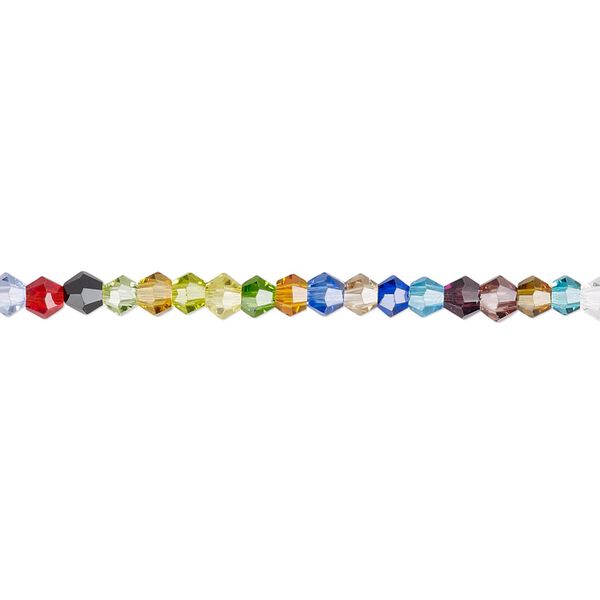 Bead 1pk 16 facets opaque to transparent mixed colors, Celestial Crystal® 3mm bicone 15.5-16 inch image number 0