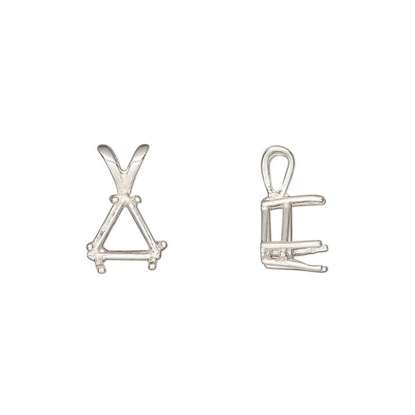 Pendant, Sure-Set™, sterling silver, 8mm with 6-prong triangle basket setting. Sold individually. image number 0