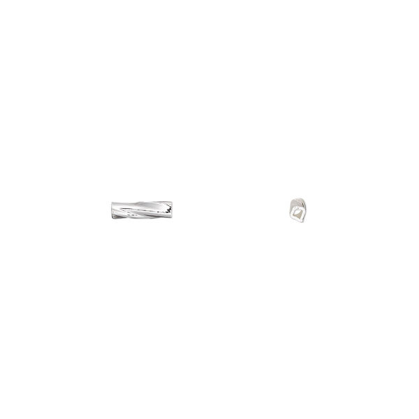 Bead, silver-plated brass, 6x1.5mm liquid twisted tube. Sold per pkg of 10. image number 0