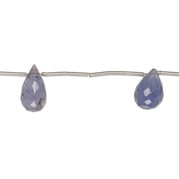 Iolite 1pkg6, hand-cut top-drilled faceted briolette bead natural 10x5mm-13x8mm image number 0