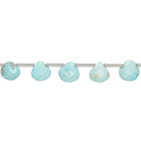 Imperial crown turquoise 1pkg17, hand-cut top-drilled faceted puffed teardrop bead natural 5-7mm image number 0