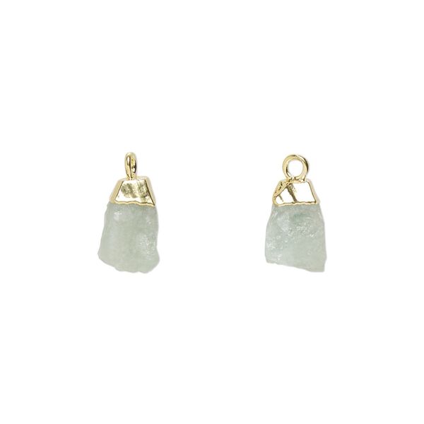 Aquamarine / sterling silver 1pkg1, hand-cut electro-coated nugget drop gold-plated 8x5mm-9x7mm image number 0