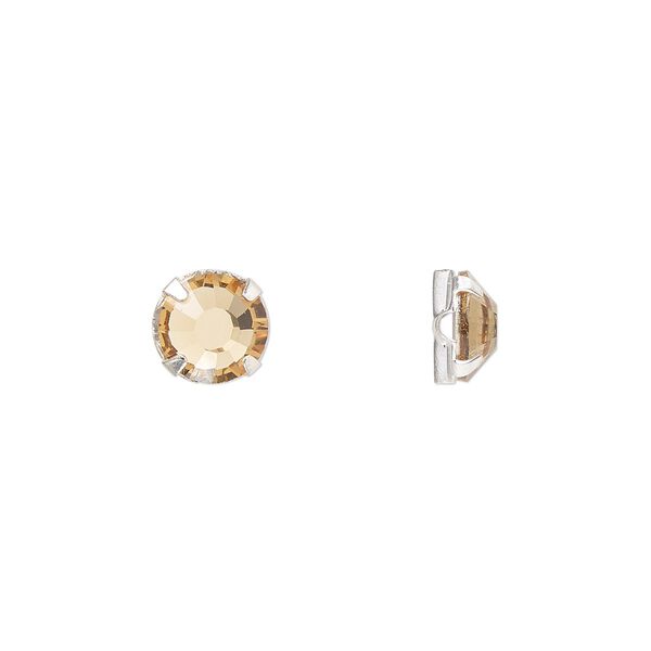 Bead 288pk rose montees light Colorado topaz silver plate, Preciosa Czech crystal 6.32-6.5mm round SS30 image number 0