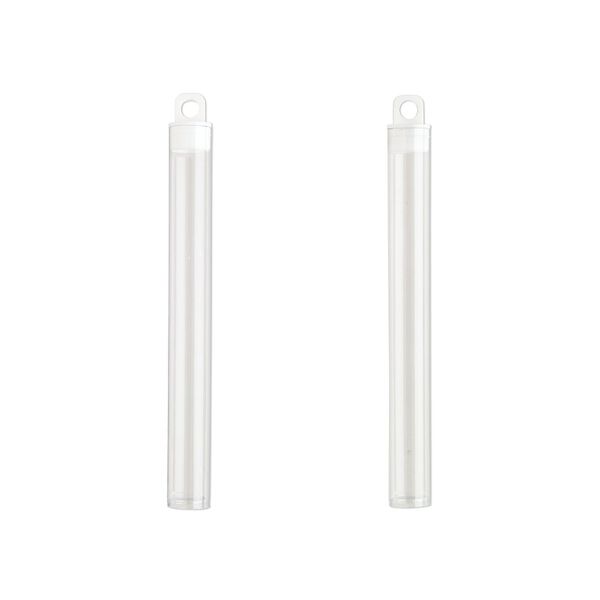Vial, plastic, clear and white, 5 x 9/16 inch cylinder with hang tab. Sold per pkg of 10. image number 1