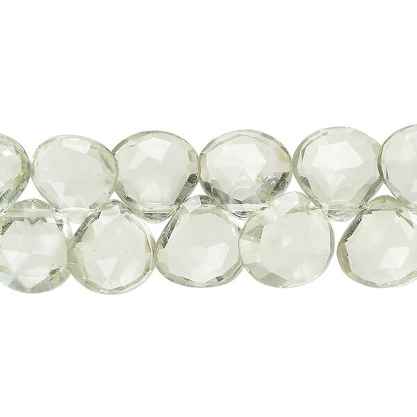 Green quartz 1pkg1, hand-cut top-drilled faceted puffed teardrop bead 7 inch 9x8mm-12x12mm image number 0