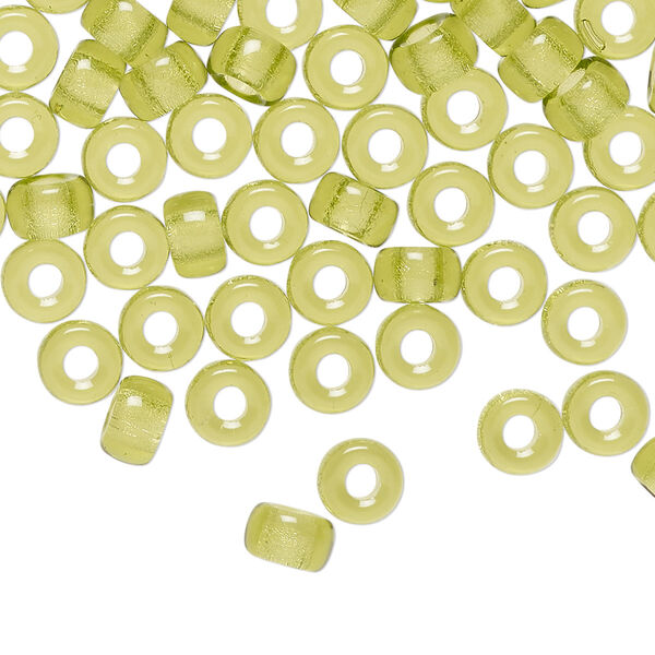 Czech pressed glass 1pkg100, crow bead transparent olivine 6x4mm image number 0