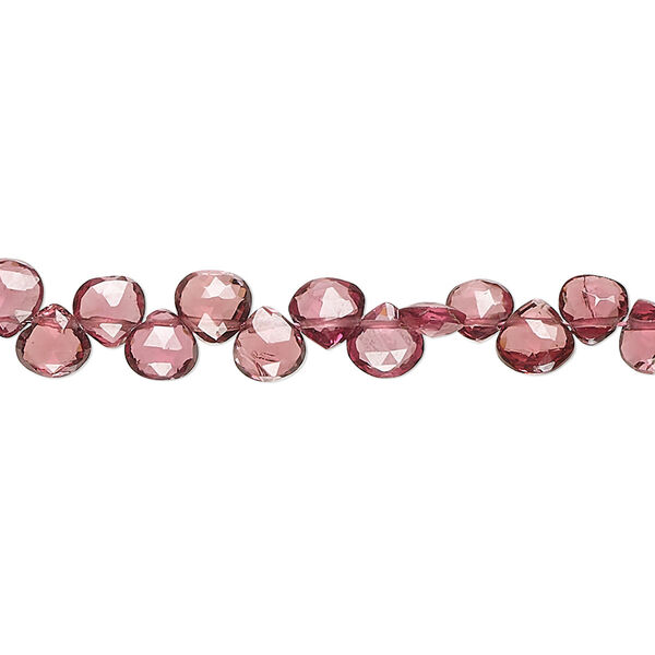 Rhodolite garnet 1pkg1, hand-cut top-drilled faceted puffed teardrop bead natural 8 inch 4-5mm image number 0