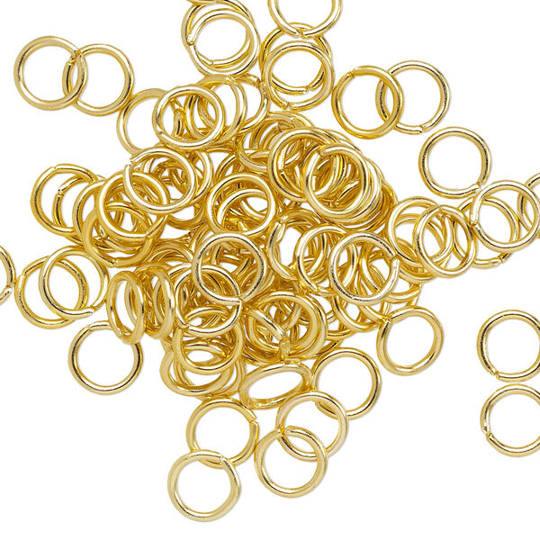 Jump ring, anodized aluminum, gold, 6mm round, 4.2mm inside diameter, 18 gauge. Sold per pkg of 100. image number 0