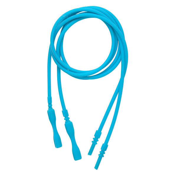 Necklace cord, silicone, opaque turquoise blue, 2.2-2.5mm wide, 18 inches with snap closure. Sold per pkg of 4. image number 0