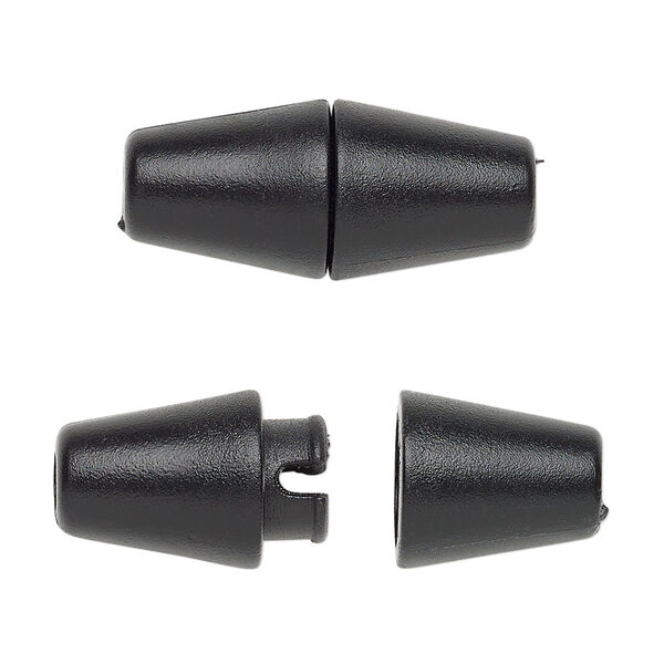 Clasp, breakaway, plastic, black, 27x12mm double cone. Sold per pkg of 50. image number 0