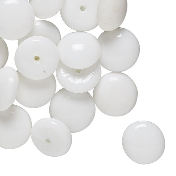 Cabochon, vintage Japanese glass, white, 11mm half-drilled non-calibrated round. Sold per pkg of 24. image number 0