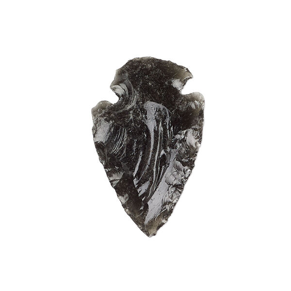 Black obsidian 1pkg1, hand-knapped undrilled arrowhead focal natural 26x15mm-32x19mm image number 0