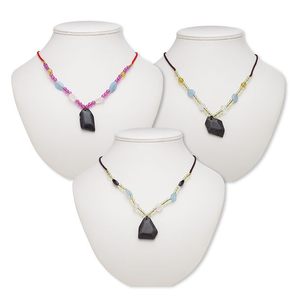Serpentine / multi-gemstone / acrylic 1pkg3, freeform necklace continuous 20 inch mix 29x20mm-38x27mm image number 0