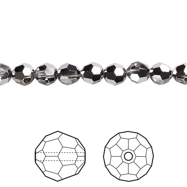 Bead 360pk crystal light chrome, Swarovski® 6mm round 5000 image number 0
