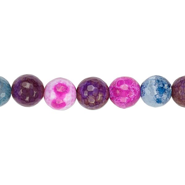 Crackle agate 1pkg1, faceted round bead 15 inch 8-9mm image number 0