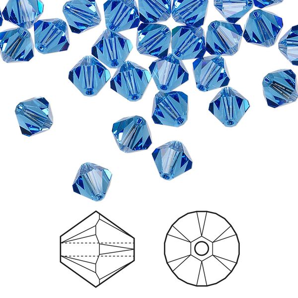 Bead 360pk sapphire, Swarovski® 6mm XILION bicone 5328 image number 0