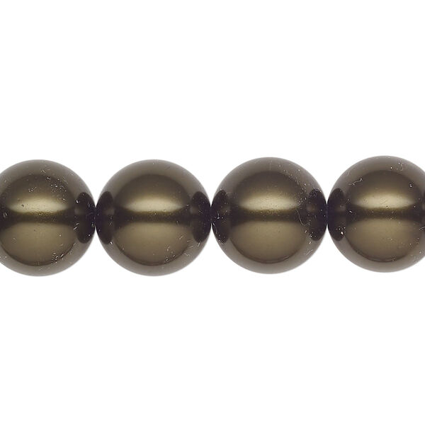 Pearl 10pk dark green, Preciosa Czech crystal 12mm round image number 0