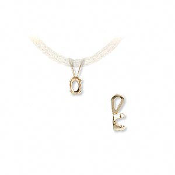 Pendant, Snap-Tite®, 14Kt gold, 5x3mm 4-prong oval setting. Sold individually. image number 0