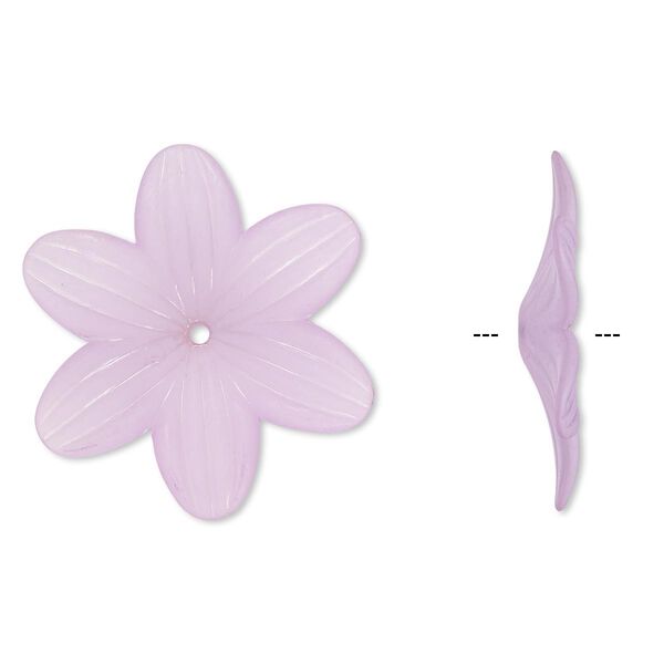 Component, acrylic, frosted light purple, 48x7mm flower. Sold per pkg of 10. image number 0