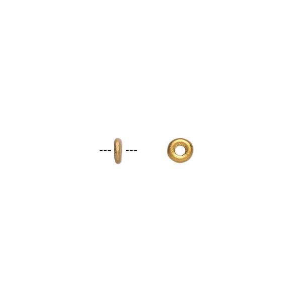 Bead, Czech pressed glass, opaque satin dark gold, 4x1mm ring. Sold per pkg of 100. image number 0