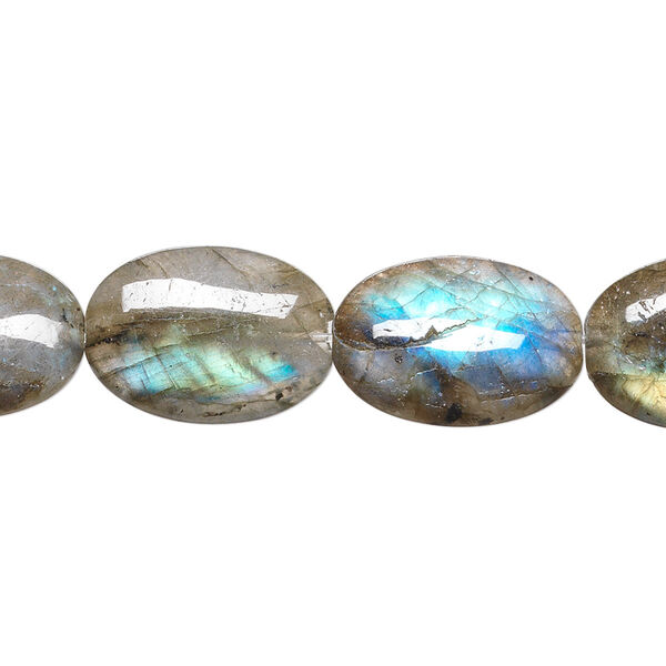 Labradorite 1pkg1, flat oval bead natural 8 inch 18x13mm image number 0