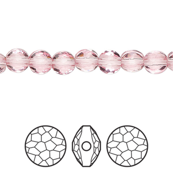 Bead 288pk light rose, Swarovski® 6mm puffed round 5034 image number 0