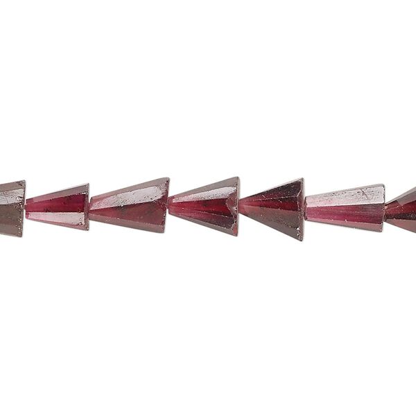Rhodolite garnet 1pkg1, hand-cut faceted cone bead natural 14 inch 7x5mm-10x7mm image number 0