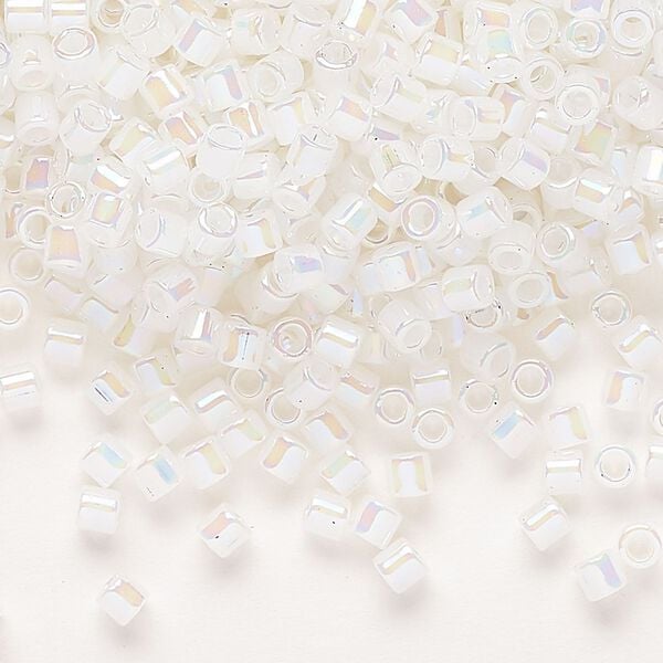 Seed bead, Delica®, glass, pkg/250g, #8 round, opaque rainbow opal (DBL-0222). image number 0
