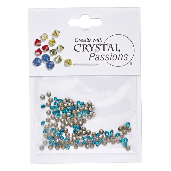 Chaton 144pk blue zircon foil back, Crystal Passions® round PP18 1088 image number 0