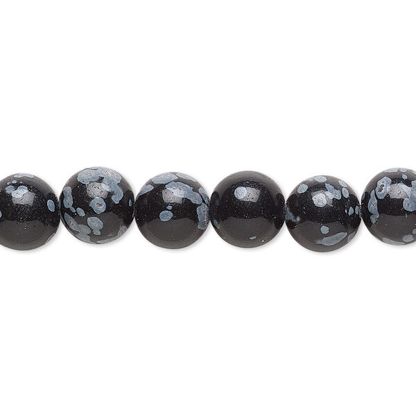 Snowflake obsidian 1pkg1, round bead natural 15.5-16 inch 8mm image number 0