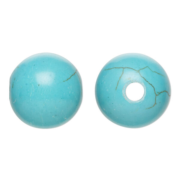 Bead, "turquoise" (resin) (imitation), blue, 18x17mm semi-round. Sold individually. image number 0