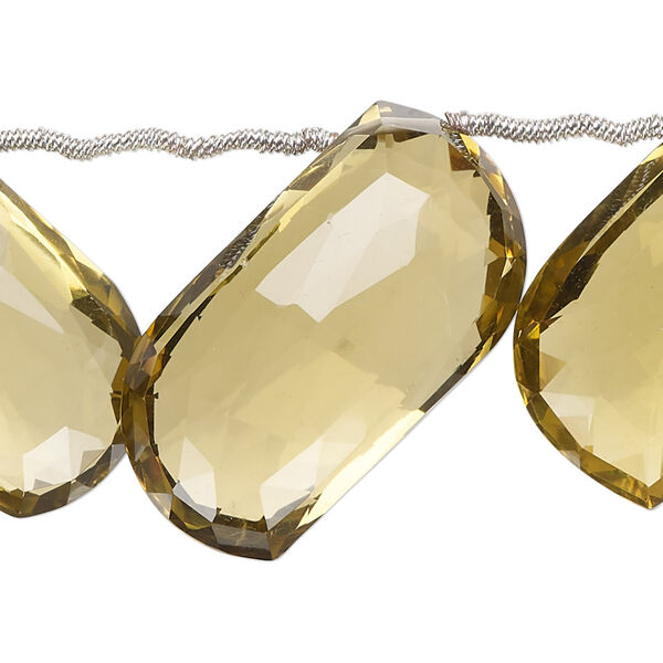 Golden quartz 1pkg7, hand-cut top-drilled faceted puffed curve bead 16x14mm-31x28mm image number 0