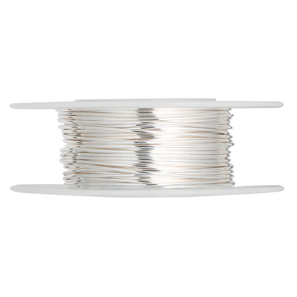 Wire, sterling silver, half-hard, round, 21 gauge. Sold per pkg of 5 feet. image number 0