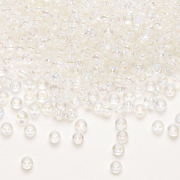 Seed bead, Preciosa Ornela, glass, translucent rainbow crystal clear, #8 rocaille. Sold per 50-gram pkg. image number 0