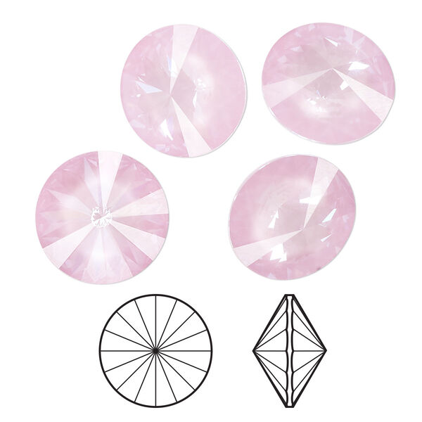 Chaton 144pk crystal soft rose ignite, Swarovski® 14mm rivoli 1122 image number 0