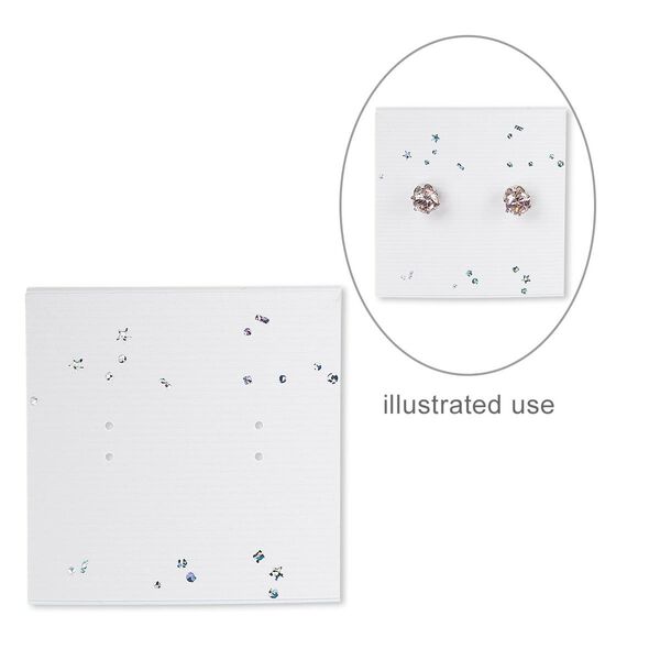Earring card, paper, white with rainbow-colored confetti, 2x2-inch square. Sold per pkg of 100. image number 0
