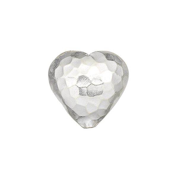 Bead, Hill Tribes, sterling silver, 19mm hammered puffed heart. Sold individually. image number 0
