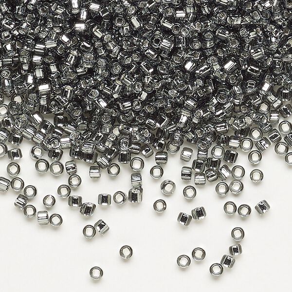 Seed bead, Dyna-Mites™, glass, pkg/1/2kg, #11 round, transparent silver-lined gunmetal, (86:SR 11/0 SR). image number 0