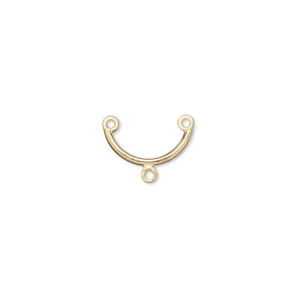 Connector, gold-plated brass, 12x5mm half-round, 2/1 loop. Sold per pkg of 100. image number 0