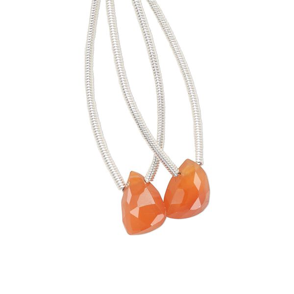 Carnelian 1pkg2, hand-cut top-drilled faceted triangle bead 11x7mm image number 0