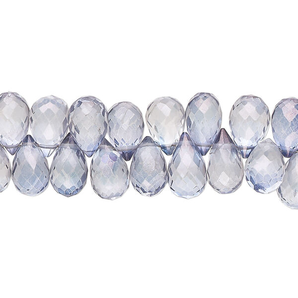 Quartz crystal 1pkg1, hand-cut top-drilled micro-faceted teardrop bead 7 inch 8x5mm-13x7mm image number 0