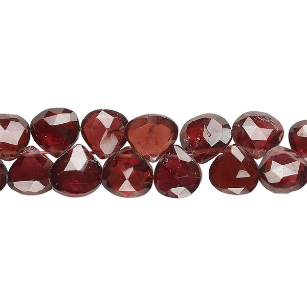 Garnet 1pkg1, hand-cut top-drilled faceted puffed teardrop bead natural 8 inch 7-8mm image number 0