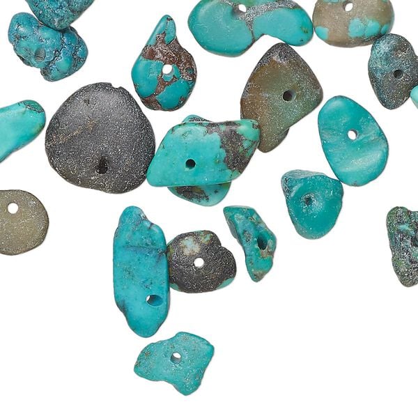 Turquoise 1pkg20, top-drilled / center-drilled chip bead large image number 0