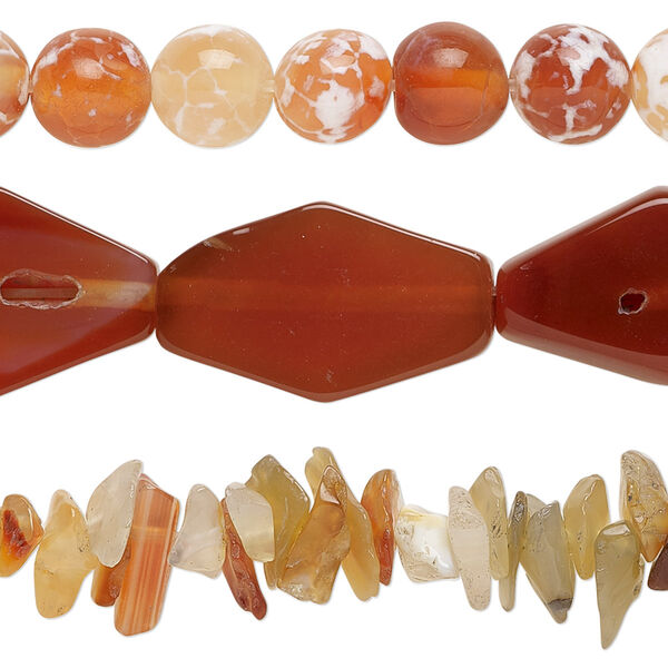 Red agate 1pkg3, mixed shape bead 15 inch mix 5x1mm-25x14mm image number 0