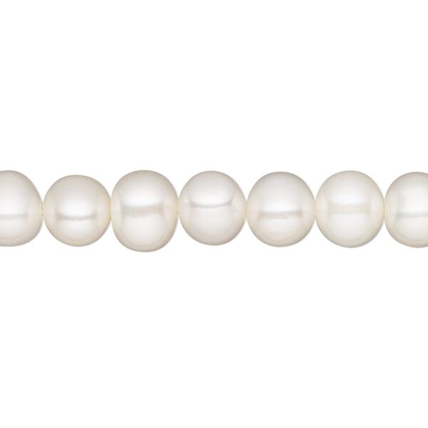 Pearl, White Lotus™, cultured freshwater (bleached), white, 7-8mm semi-round, B grade. Sold per 15-1/2" to 16" strand. image number 0