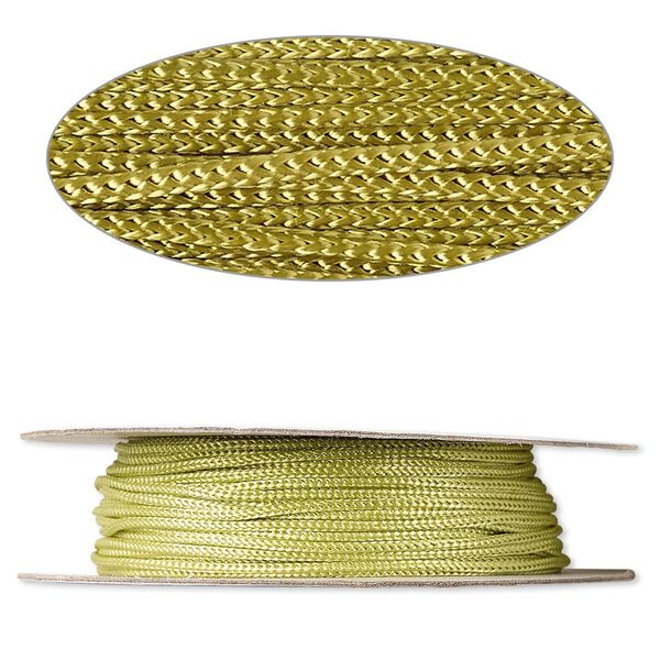 Cord, nylon, olive green, 2mm round. Sold per 100-foot spool. image number 0